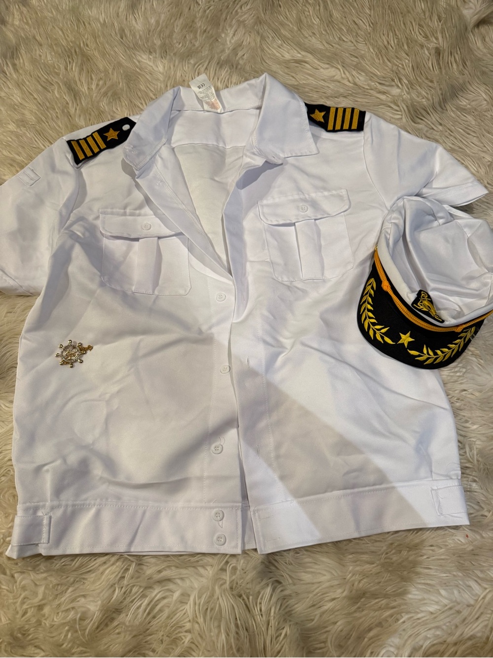 Mens White Captain Shirt & Hat Set